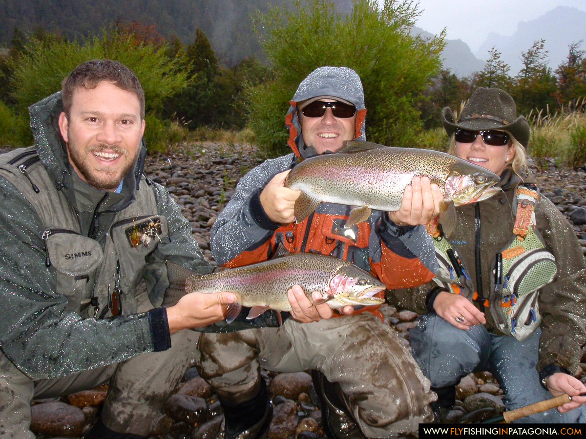 Two trout caught and photographed together on the Traful River