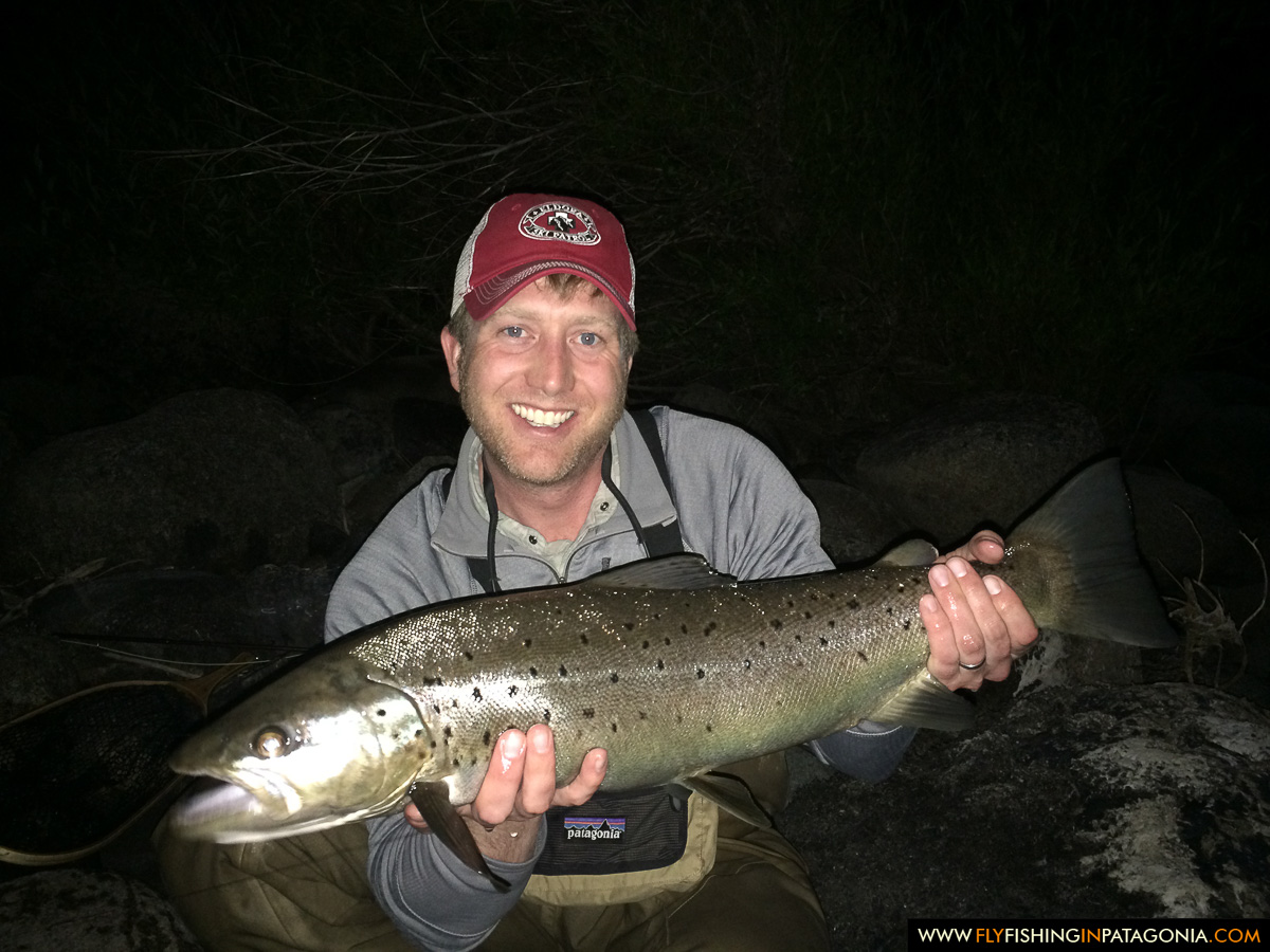 Nighttime brown trout catch on the Traful River