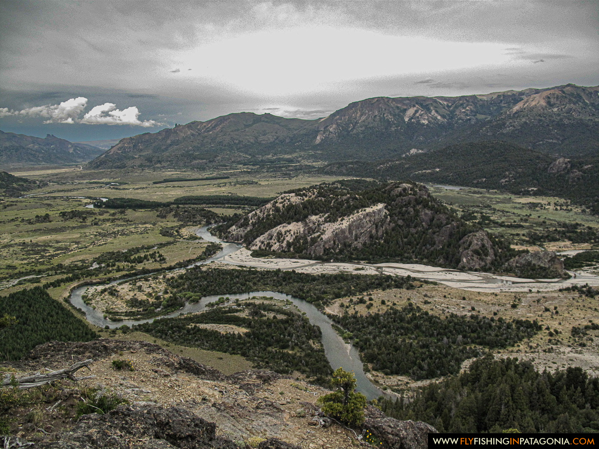 Aerial view of the Traful River valley