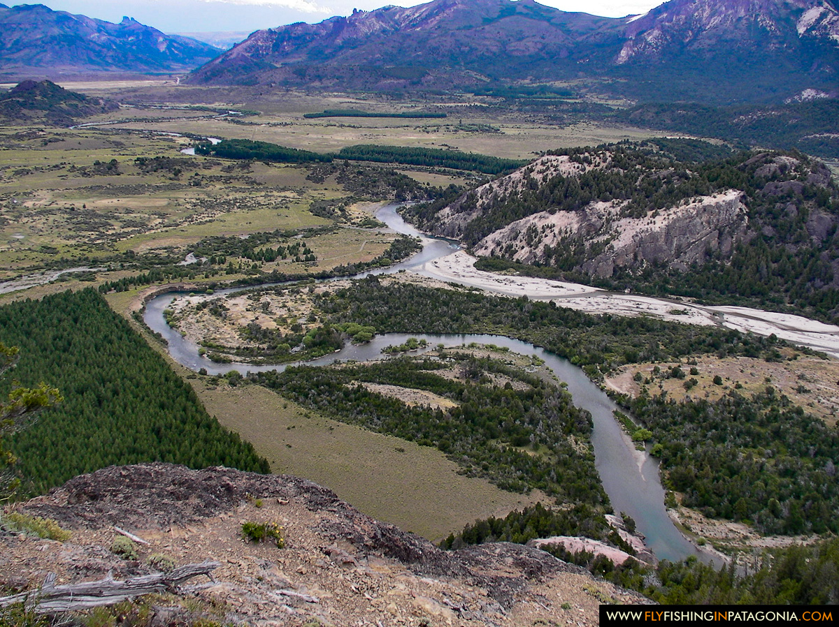 Panoramic aerial view of the Traful River valley