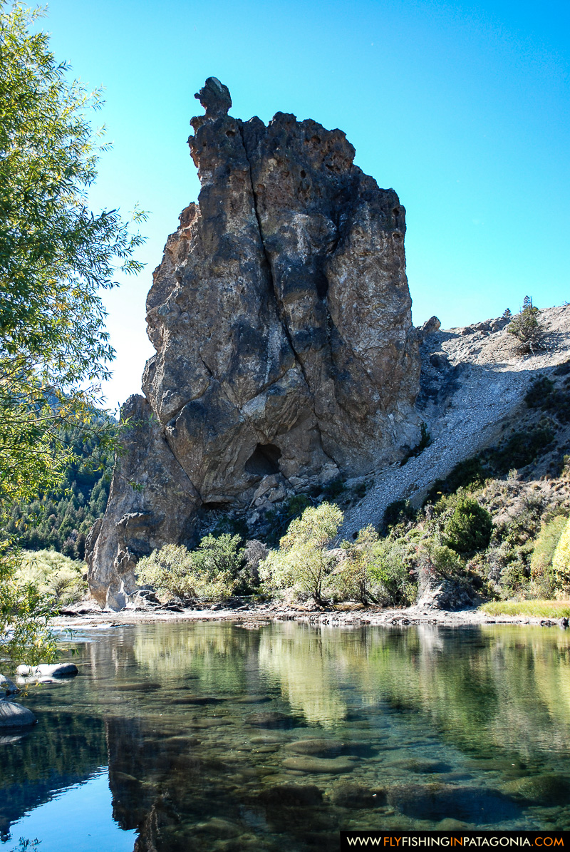 Famous rock tower beside the Traful River