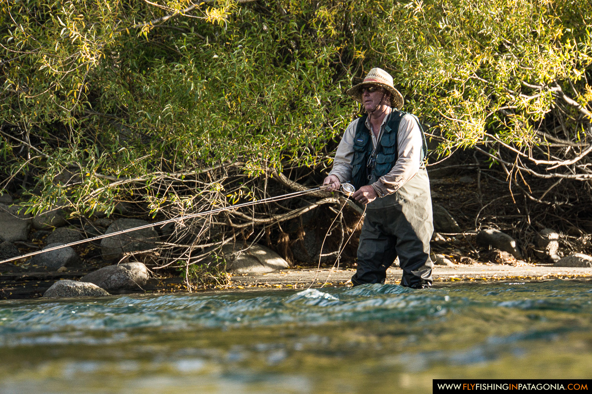 Woman wade fishing a secluded Traful River run